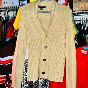 Gold Cable knit Cardigan Sweater